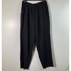 Womens Match Point Linen‎ Straight Leg Pants Black S Linen Pockets